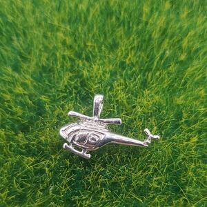 Silver Tone Helicopter Charm Pendant P336